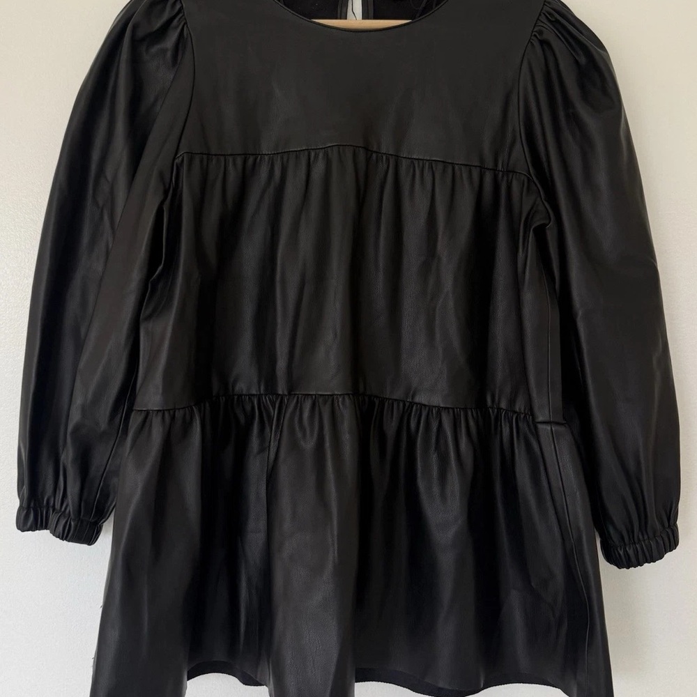 Cato Black Faux Leather Top